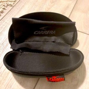 Carrera Sunglasses Case - Black - Includes Carrera Cleaning Cloth Never Used